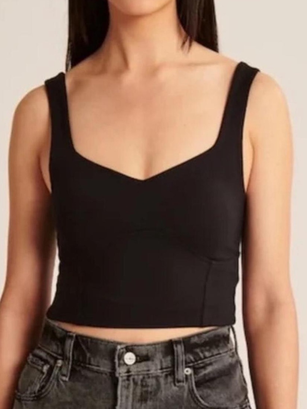 Abercrombie & Fitch Soft AF Double Layer Corset Tank Top in black. Size Small.